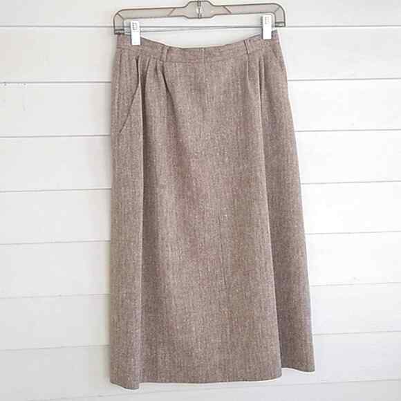 Marshall Field's Country Vintage Tan Herringbone Blazer Pencil 2 PC Skirt Set 8 - Picture 2 of 13